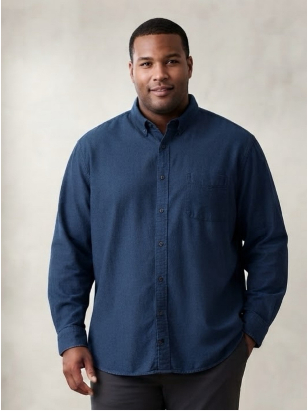 Catalina blue button down casual long sleeve cotton mens shirt size 3XL XXXL